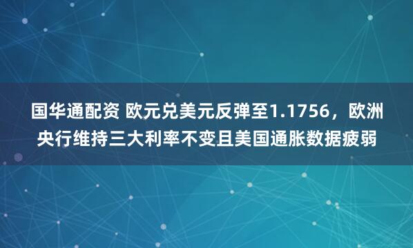 国华通配资 欧元兑美元反弹至1.1756，欧洲央行维持三大利率不变且美国通胀数据疲弱